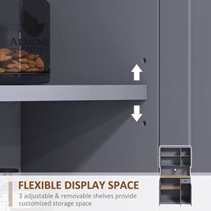 "Farmhouse <b>Kitchen</b> <b>Pantry</b> Storage Cabinet with Hutch 71" Gray Microwave Oven Countertop Adjustable Shelves" - Product Image 6