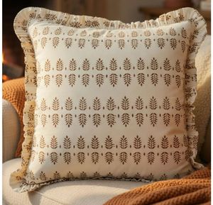 Square Green Embroidered Floral Pillow Ruffled Edge Decorative <b>Cushion</b> 16x16 Cotton 100% Polyester Fiber Filling Removable Hotel - Product Image 4