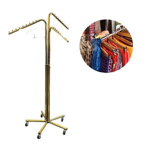 Exhibidor de Ropa Moderno de Acero Inoxidable Dorado para Trajes, con Riel Móvil y Embalaje de Cartón - Product Image 1