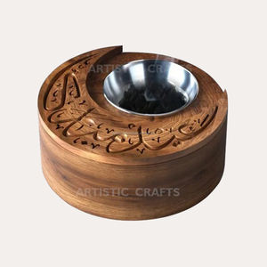 Support de Bakhoor en bois d'acacia arabe Brûleur d'encens en bois élégant et diffuseur d'aromathérapie avec design en résine - Product Image 2