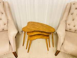 Ensemble de tables d'appoint décoratives en bois massif en forme de cœur, tables d'appoint empilables en bois, meubles de salon, chambre à coucher, table basse - Product Image 3