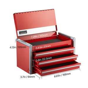 Cassetta Portautensili Portatile in Metallo da 8,6 Pollici, 3 Cassetti, Rivestimenti in EVA, Piedini in PP, Personalizzabile OEM - Product Image 3