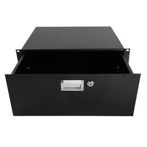 19\" 4U Black Steel Plate DJ Drawer Equipment Cabinet with Keys for Audio Sound Equipment - Product Image 1