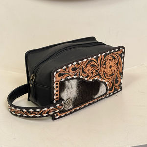 กระเป๋าเครื่องสำอางพกพาหนังวัวสำหรับผู้หญิงกระเป๋าเครื่องสำอางความจุขนาดใหญ่ - Product Image 5