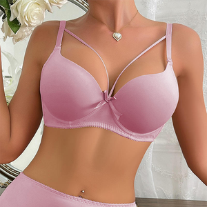 Sujetador Push-Up para Mujer, Copa 3/4, Sin Varillas, Tirantes Convertibles, Espalda en U, Decoración de Pedrería, Transpirable, Spandex/Nylon, Sexy para Uso Diario - Product Image 5
