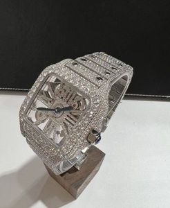 Montre de luxe pour homme et femme, avec diamant carré en moissanite, boîtier en acier, cadran en cristal saphir, 42 mm, mécanique automatique - Product Image 2