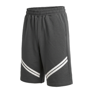 Pantalones Cortos Deportivos para Hombre, Color Gris, con Logotipo Personalizado, 100% Poliéster, Doble Raya Diagonal Blanca, Cintura Elástica, Secado Rápido, Transpirables - Product Image 1