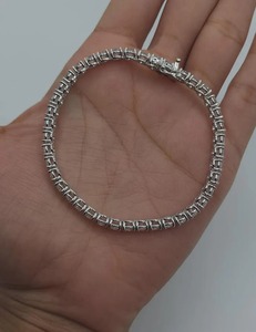 Pulsera de tenis de plata de ley 925 de calidad premium, chapada en oro rosa, con diamantes, cierre seguro, joyería brillante de alta calidad para - Product Image 1