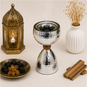 Luxury Hammered Metal Bakhoor Burner Silver Stainless Steel Arabic Mabkhara Oud Incense Holder for Ramadan Home <b>Decor</b> - Product Image 4