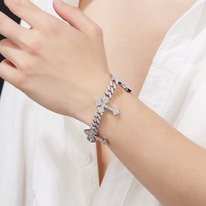 Pulsera de lujo estilo Hip Hop con cruz cubana Iced Out de moissanita VVS y diamantes, de plata de ley 925, para hombre y mujer - Product Image 4