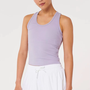Women Solid Color Scoop Neck Knitted Tank <b>Top</b> Breathable Regular Length Minimalist Style <b>Low</b> Moq Wholesale Price High Quality - Product Image 5