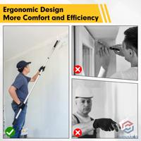 XM-G15 Grattoir mural extensible robuste avec perche télescopique, couteau à mastic durable