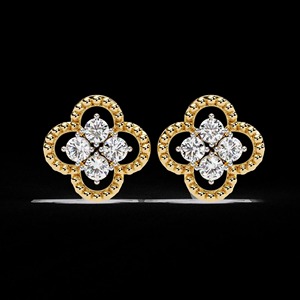 Boucles d'oreilles scintillantes en moissanite trèfle à quatre feuilles, bijoux clous d'oreilles trèfle porte-bonheur, élégantes boucles d'oreilles botaniques en argent, cadeau mignon pour femme - Product Image 1