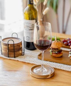 Handmade Acacia Wood <b>Drink</b> <b>Coaster</b> Set with Metal Holder Round Wooden <b>Coasters</b> with Cork Top Rustic Beverage <b>Coasters</b> for Coffee - Product Image 2