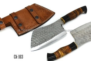 Couteau de cuisine artisanal en acier Damas, couteau de chef sur mesure, étui en cuir, lame fixe, personnalisé, écologique, pour le camping et la chasse - Product Image 1