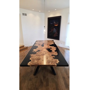 Table à manger moderne de luxe en bois et résine époxy, décoration artisanale personnalisée pour la maison, table à manger en bois et résine sur mesure, intérieur de luxe - Product Image 6