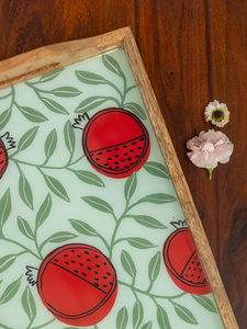 Bandeja Decorativa Rústica de Madera con Diseño Floral Abstracto, Ligera, Multifuncional, con Asa, para Mesa de Comedor, Pieza Única - Product Image 3