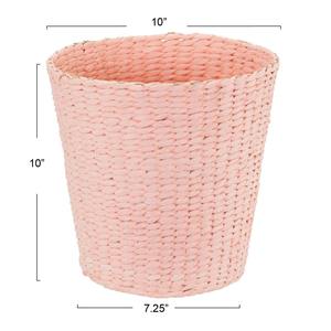 Panier rond en jacinthe d'eau, 2 paniers teints en rose, faits à la main, panier de rangement, vente en gros, écologique, fabriqué au Vietnam - Product Image 2