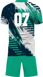 Custom Sublimated Soccer Jersey Set Men's Short Sleeve Crew Neck 100% Polyester Moisture Wicking Geometric Print Adult Uniforms - Product Image 3