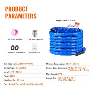 Tubo Acqua Riscaldato per Camper da 15 Metri, Autoripristinante, 45°F, con Copertura Corrugata Impermeabile Antigelo per Acqua Potabile - Product Image 4