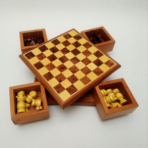 Handcrafted <b>Wooden</b> <b>Chess</b> <b>Set</b> With Storage Drawer And Carved Pieces Elegant Compact Board Game For Strategy Enthusiasts & Fun - Product Image 6