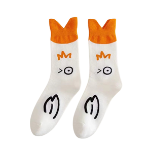 Chaussettes amusantes pour femmes, nouvelles chaussettes mi-mollet pour toutes les saisons, style japonais, tendance, mignonnes, motif dessin animé, grandes, blanches - Product Image 4