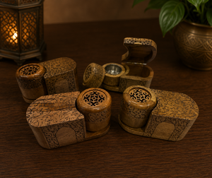 Brûleur d'encens traditionnel en bois fait main, coffret Bakhoor avec boîtes de rangement pour la décoration de la maison, cadeau de Ramadan et de l'Aïd, aromathérapie - Product Image 4