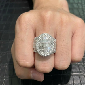 Luxury Iced Out Oval Shape VVS Moissanite Diamond <b>Ring</b> Hip Hop <b>Statement</b> <b>Ring</b> For Men 925 <b>Silver</b> Bling Fashion <b>RIng</b> - Product Image 3