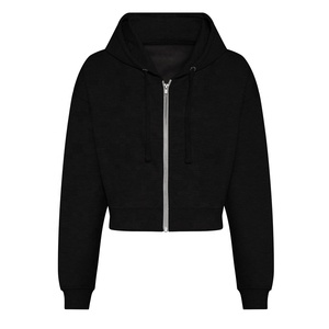 Hauts courts à manches longues personnalisables pour femmes sweats à capuche zippés pour entraînement décontracté Collection hiver taille Options de couleur - Product Image 3