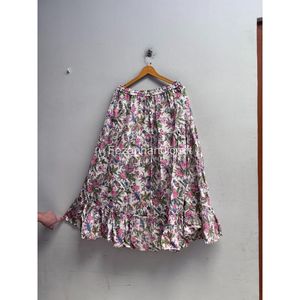 Jupe longue bohème à imprimé floral pour femme, taille élastique, en coton doux, jupe d'été - Product Image 1
