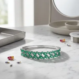 Brazalete de Esmeralda en Plata de Ley 92.5 KLSB-20001 - Product Image 3