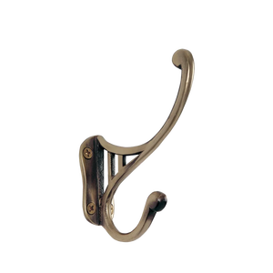 Rustic Bronze Finish Dual Arm <b>Wall</b> <b>Hook</b> Classic Metal Hardware for Mudroom & Bedroom Traditional Decorative Hat Hanger <b>Racks</b> - Product Image 1