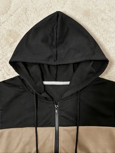 Women's Slim Fit <b>Cropped</b> Hoodie Color Block Long Sleeve <b>Zip</b>-<b>Up</b> Breathable Quick Dry Winter Casual Fleece Custom Logo Activewear - Product Image 5