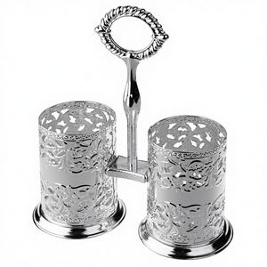 Lujoso Vintage personalizado recorte Metal doble plateado doble soporte para cubiertos Centro adornado mango fundido a presión soporte para cubiertos - Product Image 1