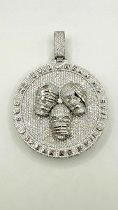 Colgante Hip Hop Personalizado para el Hogar, Plata 925, Chapado en Oro de 14k, Moissanita con Certificación GRA de 6.7CT, Diseño de Tres Monos Sabios - Product Image 2