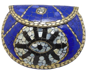 Pochette à rabat en métal mosaïque bleu et blanc de Lowellcraft - Product Image 1