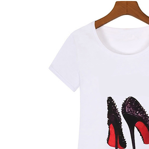Camiseta de Manga Corta Transpirable para Mujer, Personalizable, Venta Caliente, 100% Algodón, Camisetas Blancas para Mujer, Color Personalizado, Cuello Redondo - Product Image 2