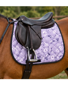 Manta de Silla de Montar Premium Morada Floral para Caballo, Acolchada y Estampada a Medida, Tela Transpirable para Silla de Montar Inglesa - Product Image 6