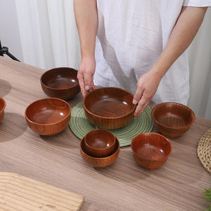 Juego de Tazones para Ensalada de Madera de Acacia Hechos a Mano de Primera Calidad, Tazones Clásicos para Servir Frutas, Bocadillos y Cereales, Vajilla Sostenible - Product Image 5