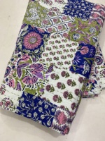 Couverture en coton écologique à imprimé floral et patchwork, bleu rose vert, style pastoral, pliable, pour la maison, toutes saisons, pour mariage et hôtel