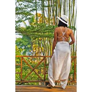 Ensemble deux pièces bohème pour femmes, haut court en coton, pantalon palazzo à jambes larges, tenue de plage d'été, ensemble coordonné - Product Image 4