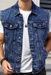 Men's Washed Denim Hoodie Jacket Contrast Sleeve Button Front Pockets Casual Streetwear for Autumn - Product Image 5