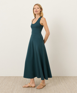 Robe longue maxi décontractée d'été pour femme, sans manches, à fines bretelles, asymétrique, vert foncé, à volants, pour la plage - Product Image 3