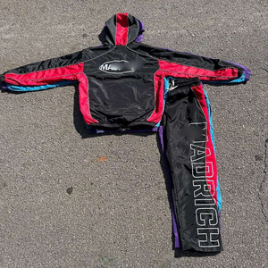 Chaqueta de Dos Piezas con Cierre y Logotipo Personalizado Bordado OEM, Conjunto Largo con Chaqueta Cortavientos de Poliéster Reflectante para Hombre - Product Image 2
