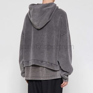 Sweat-shirts à capuche pour hommes de qualité supérieure, effet délavé à l'acide, pour l'hiver |   Impression numérique avec logo personnalisé |   Imperméable, respirant, coupe ample - Product Image 4