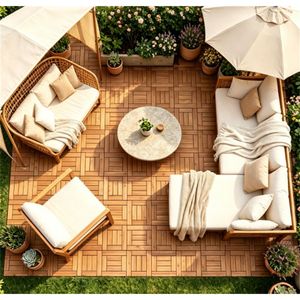 27 dalles de terrasse en bois d'acacia, étanches, antidérapantes, à emboîtement rapide, pour patio/ignifuges - Product Image 3