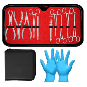 Kit Profesional de 12 Instrumentos Manuales para Perforaciones Corporales, Acero Inoxidable, Certificado CE, Pinzas Pennington para Septum, Pinzas para Esponjas - Product Image 3