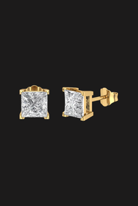 Boucles d'oreilles clous de luxe en moissanite taille princesse, solitaire à quatre griffes, en argent 925, bijoux fins, cadeau brillant pour femmes et hommes - Product Image 2