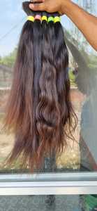 Extensiones de cabello humano liso y largo de color marrón para uso diario, fáciles de usar, cómodas, con clip, que dan un aspecto natural en todas las ocasiones. - Product Image 3