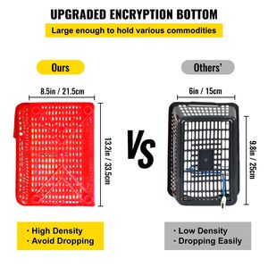 Paquete de 12 Cestas de Compras Resistentes de Polietileno Rojo con Asas y Soporte, 16.9"L X 11.8"W X 8.07"H para Tiendas - Product Image 5